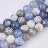 Natural Striped Agate/Banded Agate Beads Strands, Round, 10mm, Hole: 1mm, about 38~39pcs/Strand, 15.16 inch(38.5 cm)(G-S359-046)