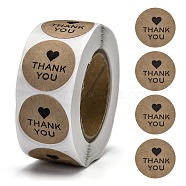 DIY Scrapbook, 1 Inch Thank You Stickers, Decorative Adhesive Tapes, Flat Round with Word Thank You, BurlyWood, 25mm, about 500pcs/roll(DIY-L028-A03)