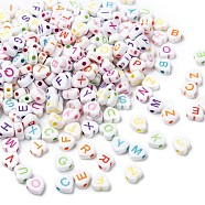 Opaque Acrylic Heart Beads, Horizontal Hole Letter Beads, Mixed Color, 7x7.5x4mm, Hole: 2mm, about 3600pcs/500g(SACR-Q100-M031)