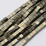 Cube Non-magnetic Synthetic Hematite Beads Strands, Imitation Pyrite, Black Plated, 3x3x3mm, Hole: 1mm, about 135pcs/strand, 15.5 inch(G-D621-20)
