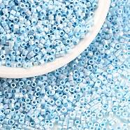 Cylinder Seed Beads, Opaque Colours Luster, Uniform Size, Light Blue, 2x1.3~1.5mm, Hole: 0.8~1mm, about 40000pcs/bag, 450g/bag(SEED-H001-B07)