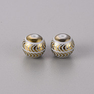 Electroplate Glass Beads, Round with Wave Pattern, Golden Plated, 10mm, Hole: 1.2mm(EGLA-Q123-008D)