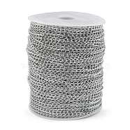 Oxidated Aluminum Twisted Chains, Unwelded, with Spool, Silver Color Plated, 6x3.5mm, about 328.08 Feet(100m)/roll(CHA001)