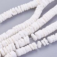 Natural White Shell Beads Strands, Disc/Flat Round, Heishi Beads, 5.5~7.5x1.4~4mm, Hole: 1mm, about 275pcs/strand, 23.81 inch(60.5cm)(BSHE-P026-30)