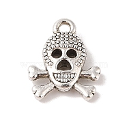 Tibetan Style Alloy Pendants, Cadmium Free & Lead Free, Skull, Antique Silver, 16.5x13x4mm, Hole: 1.8mm(TIBE-Q090-20AS)