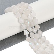 Electroplated Natural White Moonstone Beads Strands, Faceted, Bicone, Double Terminated Point Prism Beads, 8x7mm, Hole: 1.2mm, about 40pcs/strand, 15.16''(38.5cm)(G-O201B-132F)