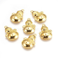 Tibetan Style Lovely Snowman Alloy Charms, for Christmas's Day Jewelry Making, Lead Free and Cadmium Free, Golden, about 17mm wide, 25mm long, 4.5mm thick, hole: 2mm(X-EA314Y-G)