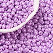 6/0 Glass Seed Beads, Opaque Colours Luster, Teardrop, Plum, 4~5x4~4.5x3~4mm, Hole: 0.8~0.9mm, about 5625pcs/pound(SEED-L011-08A-31)