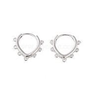 925 Sterling Silver Hoop Earrings Findings, Real Platinum Plated, 17x17x2mm, Hole: 1.2mm, Pin: 0.8x1mm(STER-B004-12P)