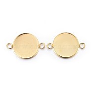 201 Stainless Steel Cabochon Connector Settings, Plain Edge Bezel Cups, Flat Round, Real 24K Gold Plated, Tray: 20mm, 31.5x22x2mm, Hole: 3mm(X-STAS-F191-15G-H)