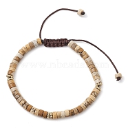 Natural Picture Jasper Braided Bead Bracelets, with Nylon Cord, 1/8 inch(0.45cm), Inner Diameter: 1-3/4~2-7/8 inch(4.5~7.3cm)(BJEW-JB11114-04)