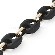 Handmade CCB Plastic & Rubberized Style Acrylic Coffee Bean Chains, Golden, Black, 33x22.5x10.5mm, 19x12x4.5mm, 39.37 inch(1m)/strand(AJEW-JB00875-02)