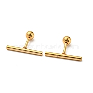 Ion Plating(IP) 304 Stainless Steel Stud Earrings, Column, Golden, 16x2mm(EJEW-Z034-04E-G)