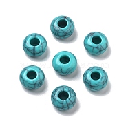 Two Tone Acrylic Beads, Imitation Gemstone Beads, Flat Round, Dark Turquoise, 13.5x7.5mm, Hole: 5mm(OACR-S042-07C)