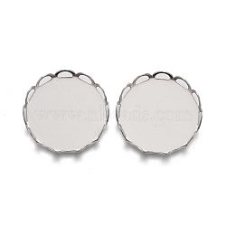 304 Stainless Steel Cabochon Settings, Lace Edge Bezel Cups, Flat Round, Stainless Steel Color, Tray: 16mm, 17x3mm(X-STAS-P249-16E-P)