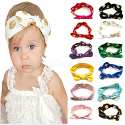Cotton Elastic Baby Headbands for Girls, Hair Accessories, Bowknot, Mixed Color, 14.2 inch~14.96 inch(360~380mm)(OHAR-Q125-M)