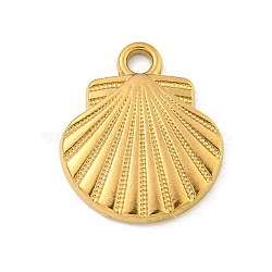 Ion Plating(IP) 304 Stainless Steel Pendants, Shell Shape Charms, Real 18K Gold Plated, 18x15x2.5mm, Hole: 2mm(STAS-I307-529G)