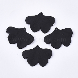 Spray Painted Acrylic Pendants, Rubberized Style, Ginkgo Leaf, Black, 33x45x2mm, Hole: 1.4mm(X-MACR-S361-28A)