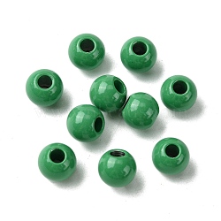Spray Painted 202 Stainless Steel Beads, Round, Green, 8x7mm, Hole: 2.5mm(STAS-Q321-02B-C)
