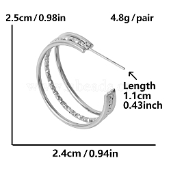 304 Stainless Steel French Style Irregular Minimalist C-Shaped Stud Earrings, Platinum, 25x24mm(XS6851-1)