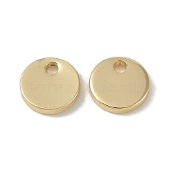 Rack Plating Brass Pendants, Flat Round, Real 18K Gold Plated, 6x1mm, Hole: 1.2mm(KK-S367-06)