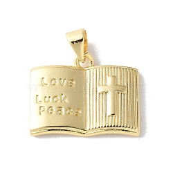 Brass Pendants, Bible Charms, Long-Lasting Plated, Cadmium Free & Lead Free, Rack Plating, Real 18K Gold Plated, 16x20x3mm, Hole: 4x3.5mm(KK-A252-29G)