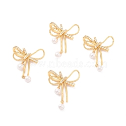 Eco-Friendly Brass Micro Pave Cubic Zirconia and Glass Beads Pendants, Long-Lasting Plated, Lead Free & Cadmium Free & Nickel Free, Real 18K Gold Plated, Real 18K Gold Plated, 40x30x18mm, Hole: 5x3.5mm(KK-K268-40G)