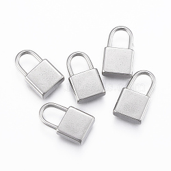304 Stainless Steel Pendants, Padlock, Stainless Steel Color, 17.5x10x4mm, Hole: 7x5mm(STAS-H416-85P)