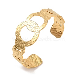 Hollow Wide Version Open Cuff Bangles, 304 Stainless Steel for Women, Real 18K Gold Plated, 1 inch(2.6cm), Inner Diameter: 2-3/8x1-7/8  inch(4.85x6cm)(BJEW-U006-03G-01)