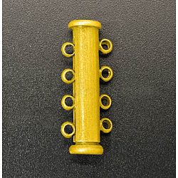 4-strands Brass Slide Lock Clasps, for Multi-strand Jewelery, 8 Holes, Golden, 25x10x5mm, Hole: 2mm(KK-Q268-2)