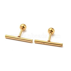 Ion Plating(IP) 304 Stainless Steel Stud Earrings, Cartilage Earrings, Column, Golden, 16x2mm(EJEW-Z034-04E-G)