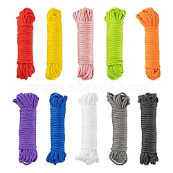 100M 10 Colors 7 Inner Cores Polyester & Spandex Cord Ropes, Solid Color, for Rope Bracelets Making, Mixed Color, 4~5mm, 10m/color(RCP-LS0001-01C)
