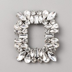 Alloy Crystal Rhinestone Shoe Decorations, Detachable Shoe Buckle Clips, Rectangle, Crystal, 63x53.5x6.5mm(FIND-WH0153-05P)