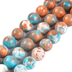 Natural Imperial Jasper Beads Strands, Dyed, Round, Dark Orange, 8.5~9mm, Hole: 1.2~1.3mm, about 49pcs/strand, 15.75~15.94''(40~40.5cm)(G-B083-A01-01)