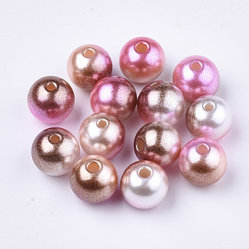 Rainbow ABS Plastic Imitation Pearl Beads, Gradient Mermaid Pearl Beads, Round, Saddle Brown, 5.5~6x5~5.5mm, Hole: 1.5mm, about 5000pcs/500g