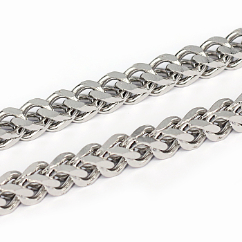 304 Stainless Steel Wheat Chains, Unwelded, Faceted, Stainless Steel Color, 4x4x1.4mm