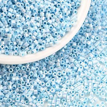 Cylinder Seed Beads, Opaque Colours Luster, Uniform Size, Light Blue, 2x1.3~1.5mm, Hole: 0.8~1mm, about 40000pcs/bag, 450g/bag