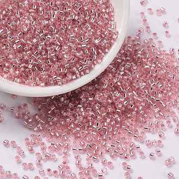 Cylinder Seed Beads, Silver Lined, Round Hole, Uniform Size, Pearl Pink, 2x1.5mm, Hole: 0.8mm, about 40000pcs/bag, about 450g/bag