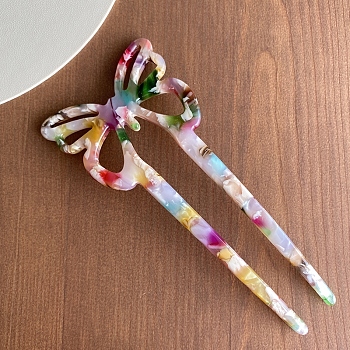 Cellulose Acetate Hair Forks, Hairpin Hair Accessory, Butterfly, Colorful, 120mm