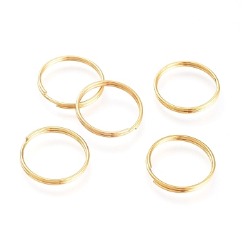 Ion Plating(IP) 304 Stainless Steel Split Rings, Double Loops Jump Rings, Golden, 1.8x15x1.2mm