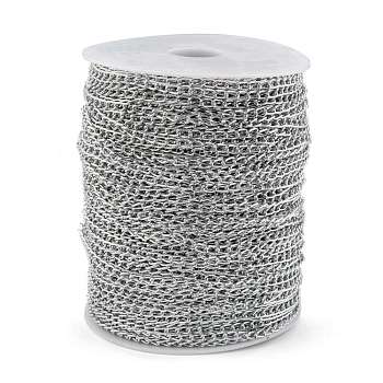 Oxidated Aluminum Twisted Chains, Unwelded, with Spool, Silver Color Plated, 6x3.5mm, about 328.08 Feet(100m)/roll