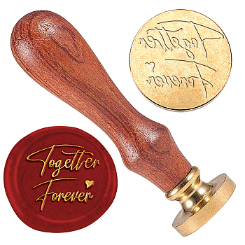 Wax Seal Stamp Set, 1Pc Golden Tone Sealing Wax Stamp Solid Brass Head, with 1Pc Wood Handle, for Envelopes Invitations, Gift Card, Word, 83x22mm, Head: 7.5mm, Stamps: 25x14.5mm