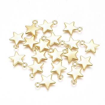 Electroplated Alloy Charms, Long-Lasting Plated, Star, Golden, 13.5x10.5x1.5mm, Hole: 1.5mm