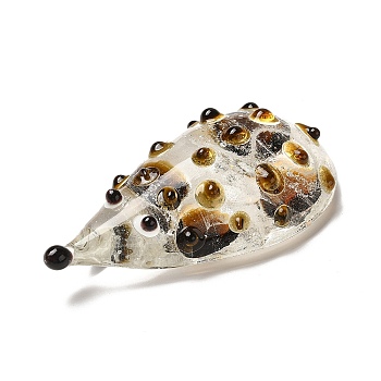 3D Hedgehog Handmade Lampwork Ornaments Figurine, Desk Statue for Home Office Decoration, Coconut Brown, 31x61.5x17mm