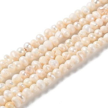 Natural Cultured Freshwater Pearl Beads Strands, Potato, Grade B, PapayaWhip, 2~4x2~3mm, Hole: 0.5mm, about 124pcs/strand, 13.78 inch(35cm)
