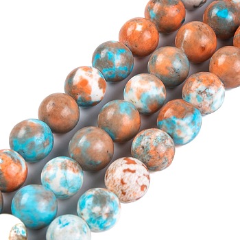 Natural Imperial Jasper Beads Strands, Dyed, Round, Dark Orange, 8.5~9mm, Hole: 1.2~1.3mm, about 49pcs/strand, 15.75~15.94''(40~40.5cm)