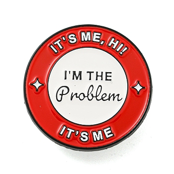 It's Me Alloy Badges, Word Enamel Pins for Suit Shirt Collar, Black, Red, 30x30x1.5mm