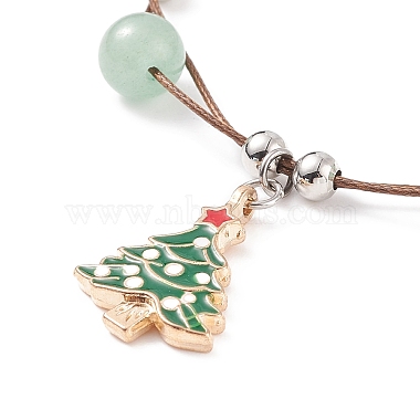 Christmas Tree Enamel Charm Bracelet with Natural Green Aventurine Beaded(BJEW-TA00120-01)-4