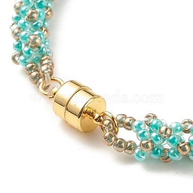 Glass Seed Beaded Bracelet with Brass Magnetic Clasps(BJEW-JB07801-05)-5