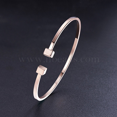 SHEGRACE Simple Design Real Rose Gold Plated Cuff Bangle(JB248A)-2